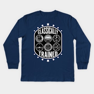 Classically Trained pilot aviation six pack Kids Long Sleeve T-Shirt